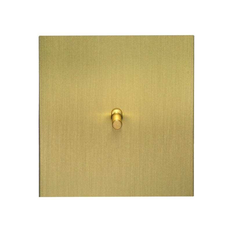 Donmarco 1 Gang Intermediate Switch – Plain Toggle – Stainless Steel Panel, Modern & Durable, Fire-Resistant Electric Switch, 15-Year Warranty, Wall Switch for Home and Office (Brushed Natural Brass) - Image 1