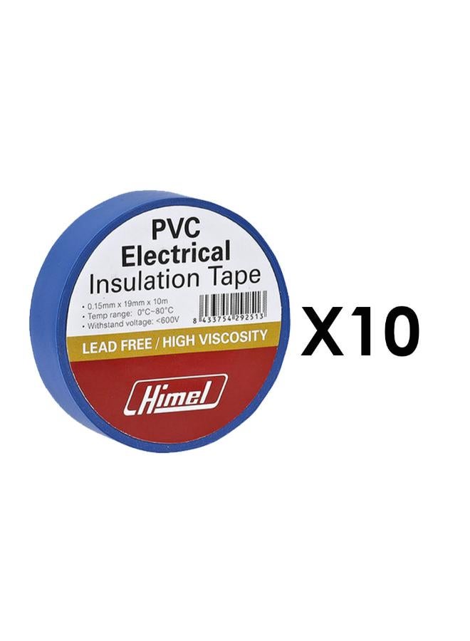 Himel Set Of 10 Electrical Insulation Pvc Tape Roll 0.15Mmx19Mmx10M Blue