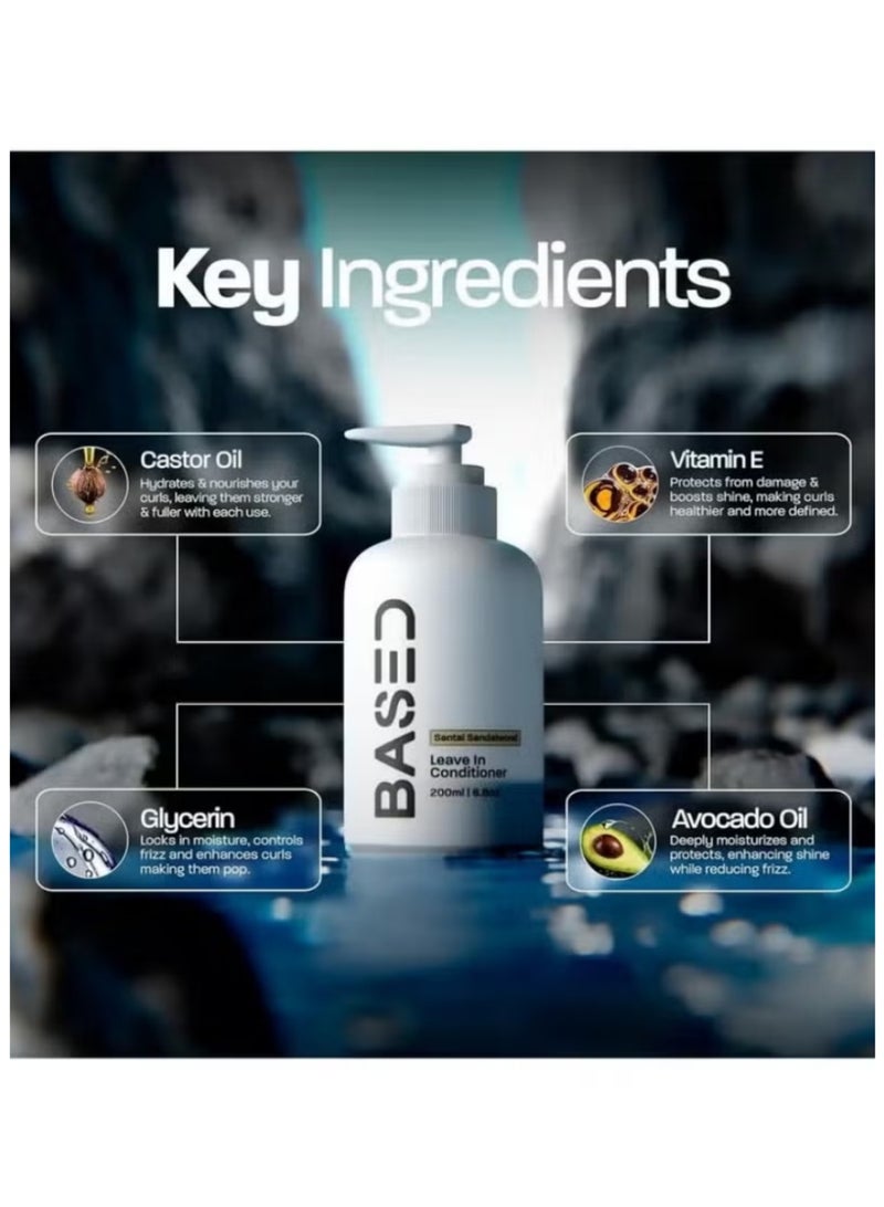 Based Bodyworks Men's Premium Leave-In Conditioner 6.8oz Weightless Frizz Control Hydration for Smooth Healthy Hair - Image 4