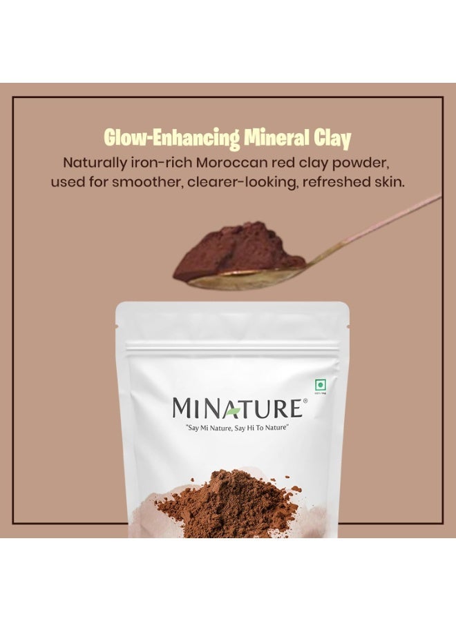 Mi Nature 100% Pure Moroccan Red Clay 227g(8oz) | Hair & Body Care Powder |Traditional Rhassoul Clay |Deep Pore Cleansing Mask for All Skin Types - Image 3