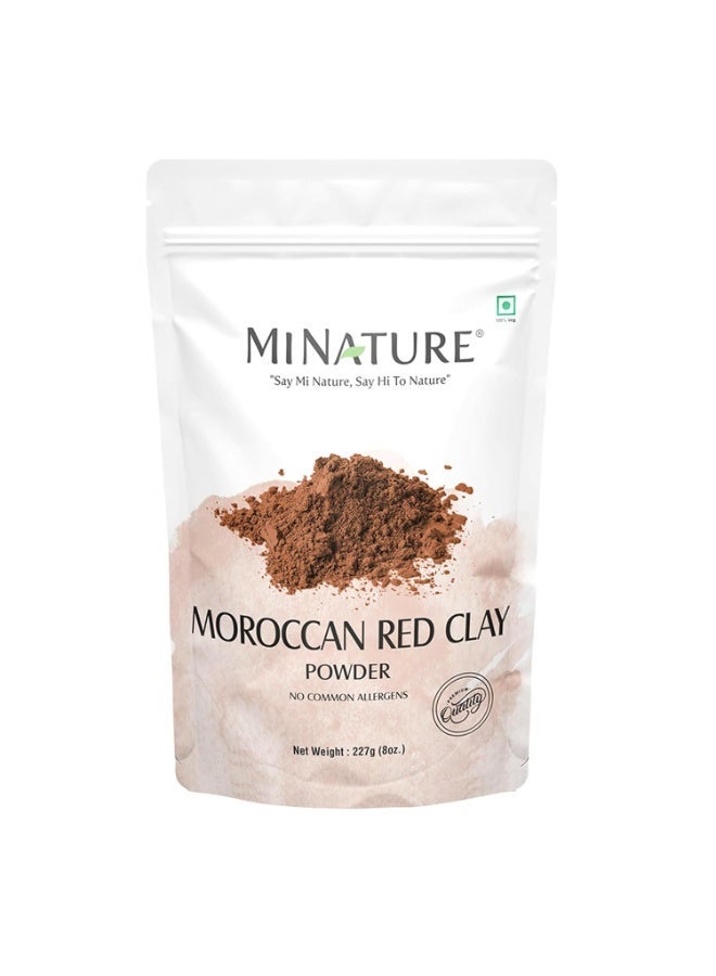 Mi Nature 100% Pure Moroccan Red Clay 227g(8oz) | Hair & Body Care Powder |Traditional Rhassoul Clay |Deep Pore Cleansing Mask for All Skin Types - Image 1