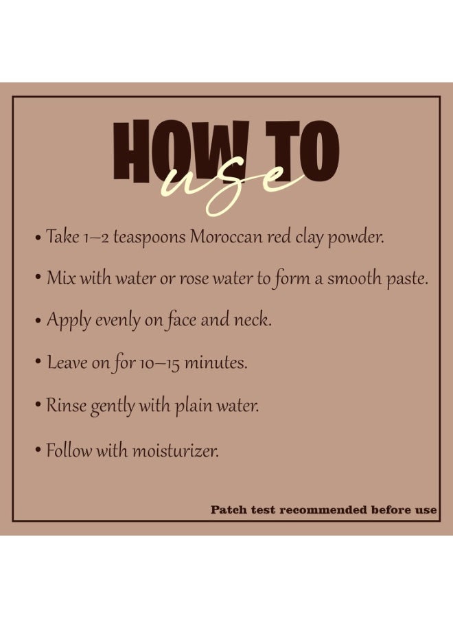 Mi Nature 100% Pure Moroccan Red Clay 227g(8oz) | Hair & Body Care Powder |Traditional Rhassoul Clay |Deep Pore Cleansing Mask for All Skin Types - Image 2