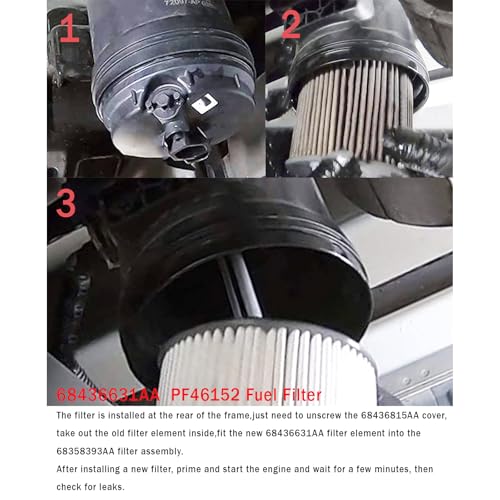 ZIMGLOBAL 68436631AA Fuel Filter Compatible with 2019-2022 Ram 2500 3500 4500 5500 6.7L Diesel Engine,Ram 1500 3.0L V6 Eco Diesel Frame Chassis Mounted,Jeep Wrangler/Gladiator 3.0L V6 Diesel #PF46152(4Pcs) - Image 5