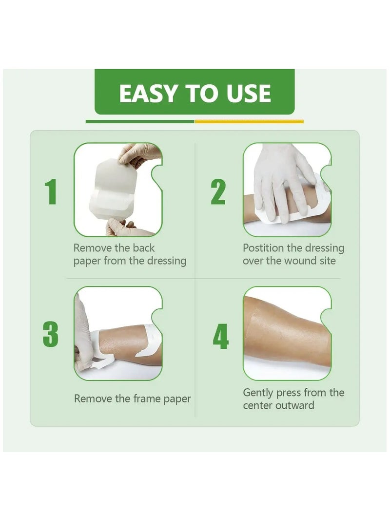 Transparent Waterproof Film Dressing 4"x4 3/4” (10cm x 12cm) - Adhesive Wound Cover Bandage for Swimming, Post-Surgery, Scar Therapy, Medical Supplies, Tattoo Care (20 Pack) - Image 5