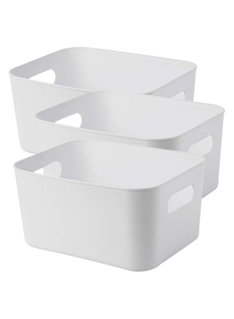 MIXDE Storage Box Storage Bin Toy Baskets Food Storage Containers for Organizing Storage Basket Organizer with Handles for Kitchen Home Office Closet Toys Clothes Kids Room Nursery WHITE * 3 PCS/SET - Image 1