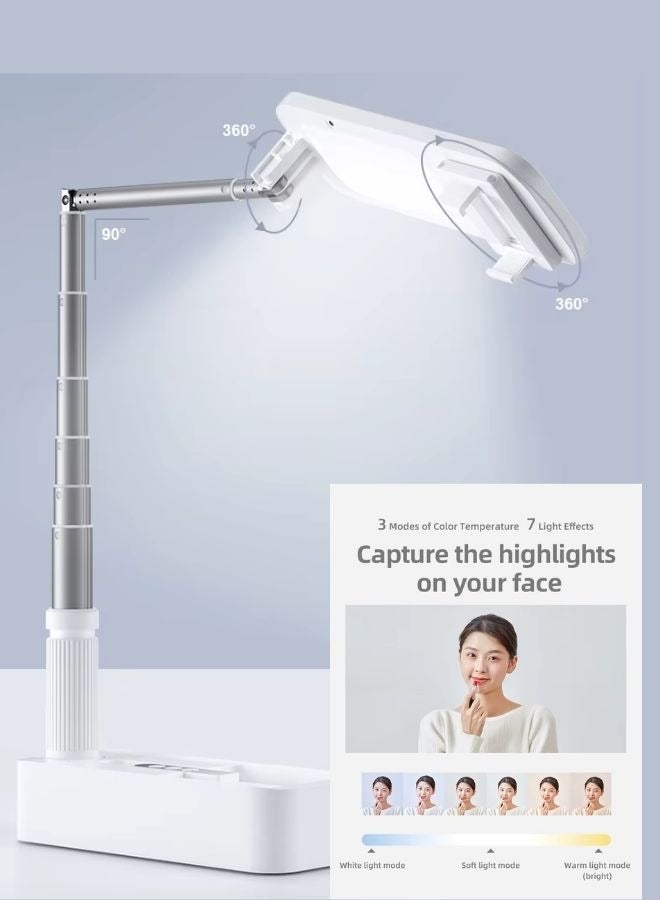 Usams Selfie Ring Light with Stand – 3-in-1 Portable Foldable Mini LED Desk Ringlight with Bluetooth Remote, 3200–5500K Adjustable Fill Light, 1000mAh Battery, 360° Rotation, Height Adjustable Tripod (40–126cm) – Dimmable LED Camera Ring Light for iPhone & Android – Ideal for Makeup, YouTube, TikTok & Live Streaming  - Image 4