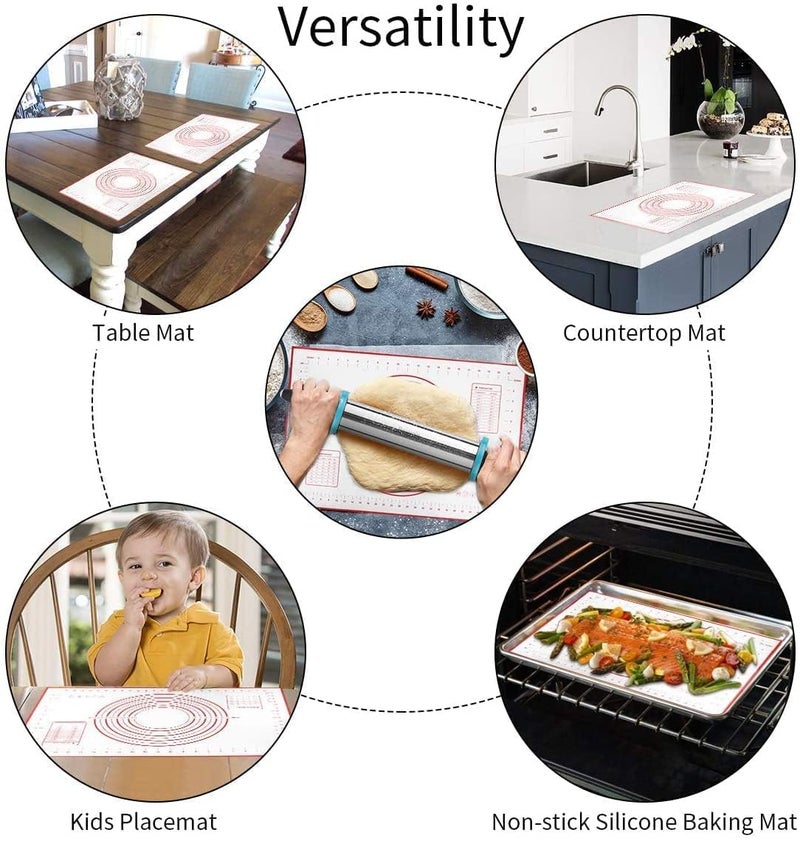 LOGAN INFOTECH Silicone Pastry Mat with Measurements Large 60Cm X 40Cm Baking Mat Counter Mat Oven Liner Pie Crust Mat NonStick Dough mat Pastry Mat Fondant Mat - Image 4