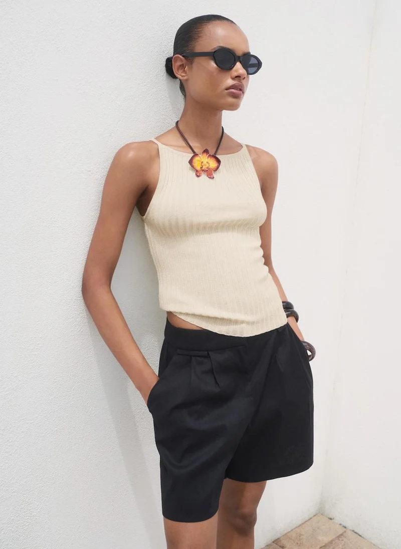 مانجو Fine Ribbed Knit Top