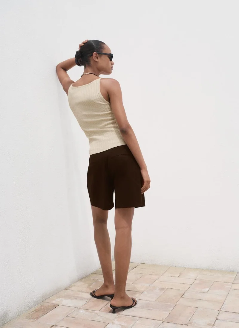 مانجو Fine Ribbed Knit Top