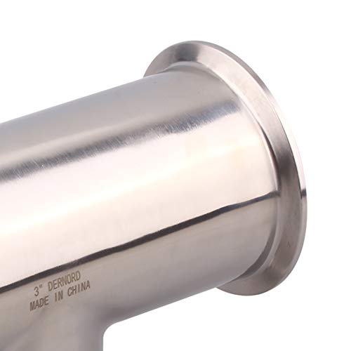 DERNORD Clamp Tee 3 Way Stainless Steel 304 Sanitary Fitting Fits 3" Ferrule Tri-clamp (Pipe OD 91mm) - Image 2