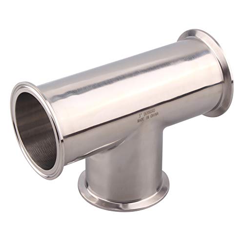 DERNORD Clamp Tee 3 Way Stainless Steel 304 Sanitary Fitting Fits 3" Ferrule Tri-clamp (Pipe OD 91mm) - Image 3