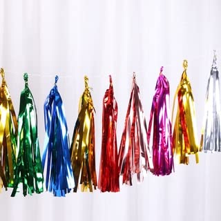 Selibration 3m Rainbow Colour Shiny Foil Garland Set of 6 Colours for Home, Kids Birthday, Wedding, Christmas, Baby Shower, Diwali Festival Decoration, Party and Event Supplies (Pack of 2pcs Garland) - Image 1