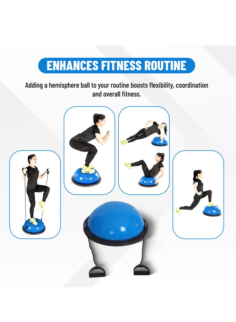 ENDLESS  46 cm Yoga Hemisphere Ball with Resistance Bands and Pump | Purple | Polyvinyl Chloride (PVC), Acrylonitrile Butadiene Styrene | Balance Stability Trainer Exercise | For Home Office Gym Fitness - Image 5