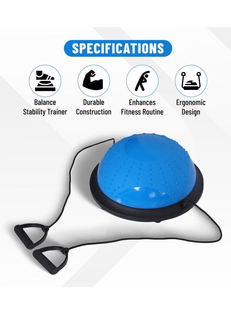 ENDLESS  46 cm Yoga Hemisphere Ball with Resistance Bands and Pump | Purple | Polyvinyl Chloride (PVC), Acrylonitrile Butadiene Styrene | Balance Stability Trainer Exercise | For Home Office Gym Fitness - Image 2