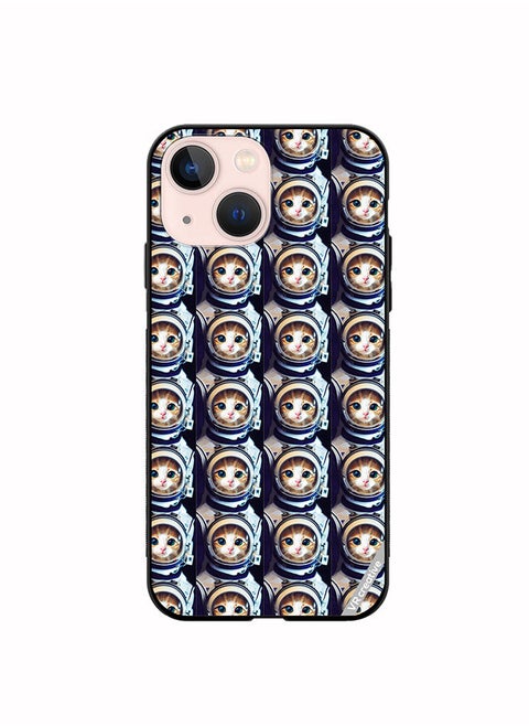 Protective Case Cover For Apple iPhone 14 Plus Cat Face Inside Astronauts Helmet Pattern Design Multicolour