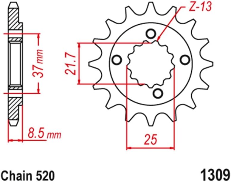 Wivplex 520 Motorcycle Front Sprocket 14 Teeth - Image 2