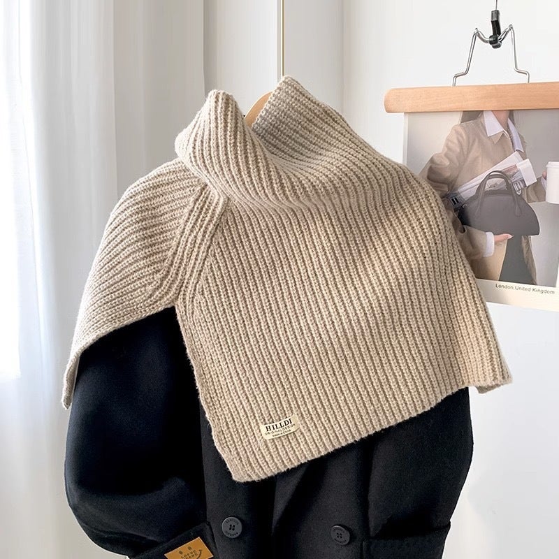 Fashionable Side Slit Polo Turtle Neck Womens Autumn Winter Korean Style Versatile Knit Scarf Warm Pullover Hairline Oats 