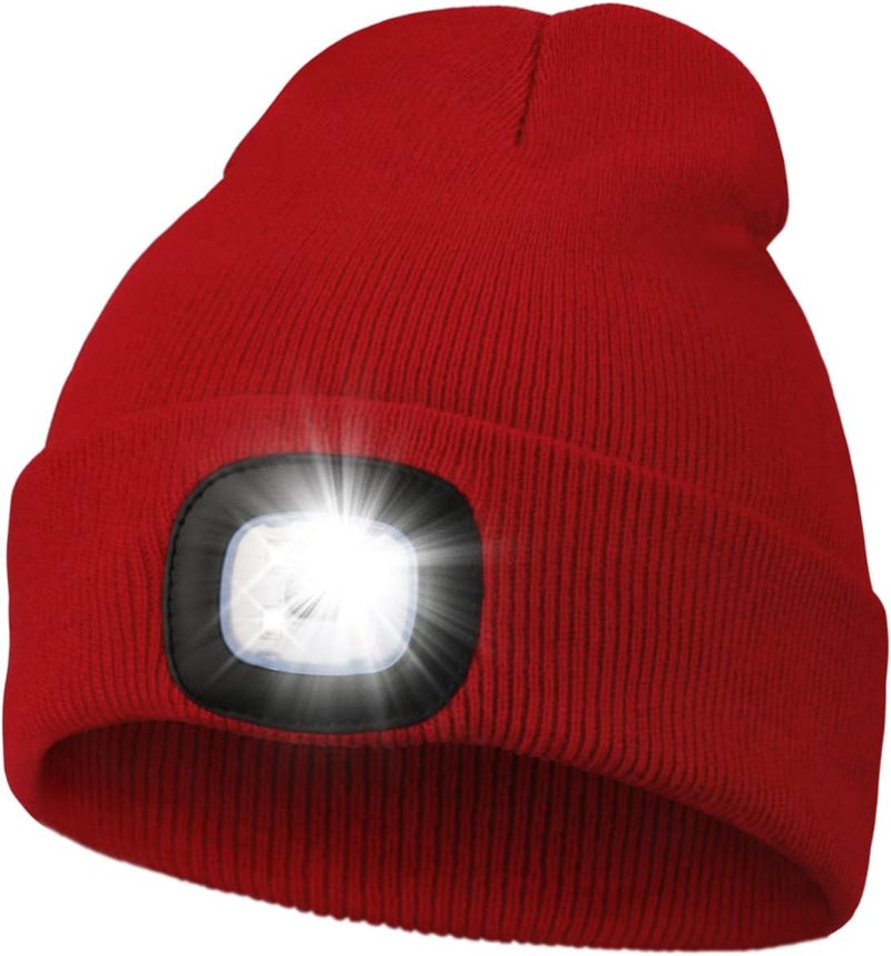 MELASA Unisex Hat with Light, USB Rechargeable Hands Free Headlamp LED Beanie, Winter Gifts for Men Dad Father Husband Him - Image 1