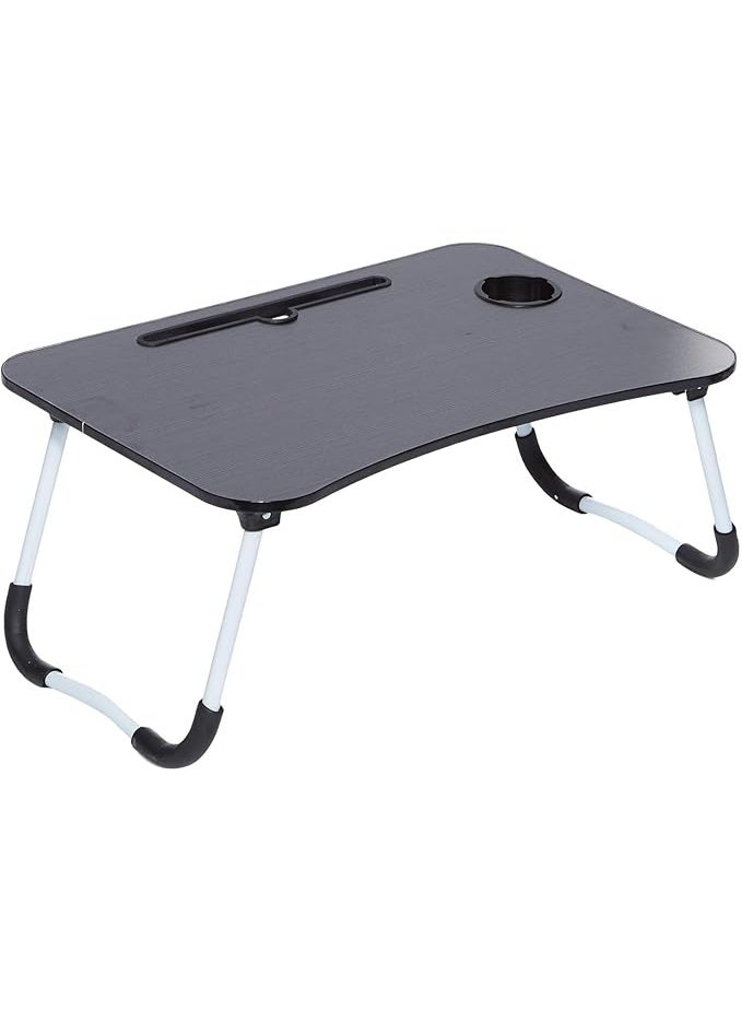 Foldable Laptop Table with iPad Holder & Cup Slot – Adjustable Anti-Slip Legs Lap Desk for Study, Work, Reading, Eating, and Camping - Image 1