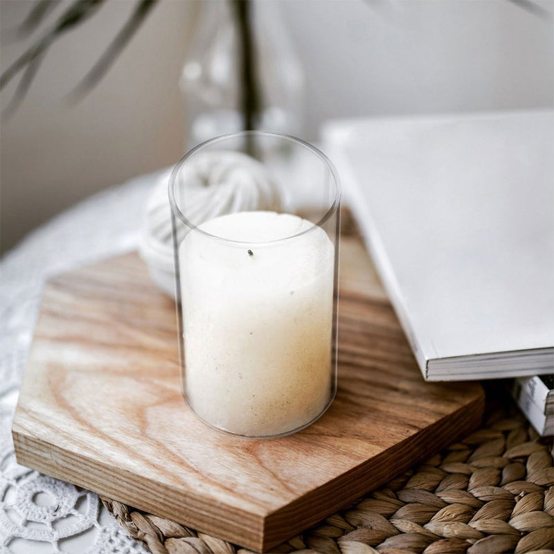 3pcs Transparent Glass Protector Candle Tea Light Cover Candle Chimney Tube Cover - Image 1