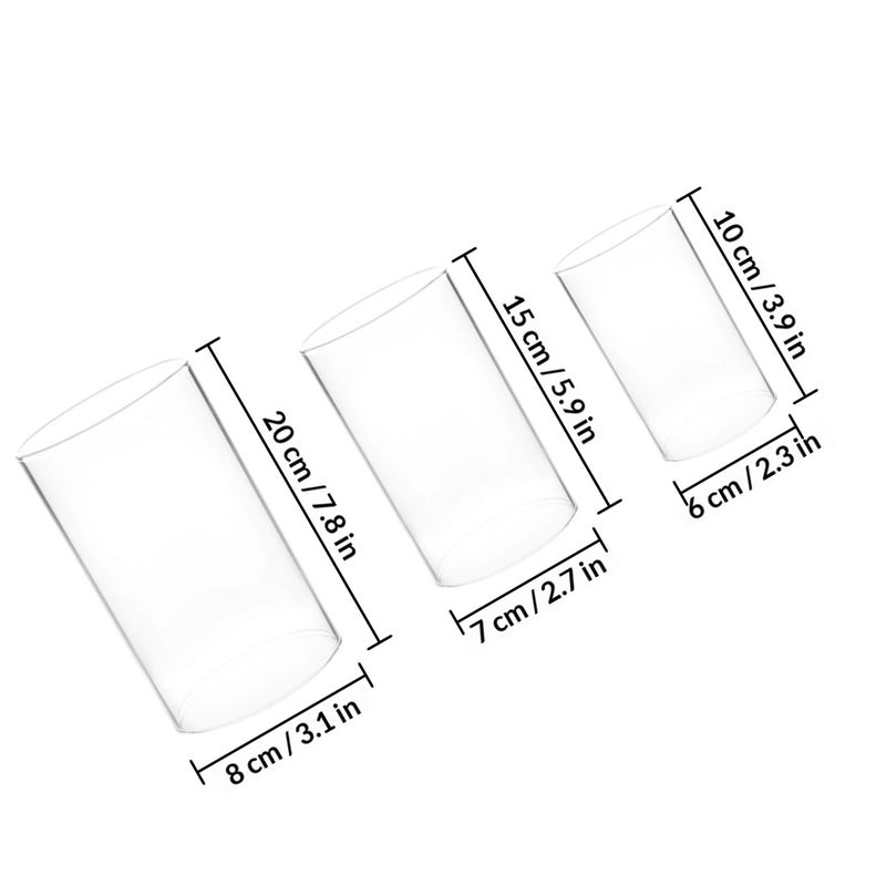 3pcs Transparent Glass Protector Candle Tea Light Cover Candle Chimney Tube Cover - Image 2