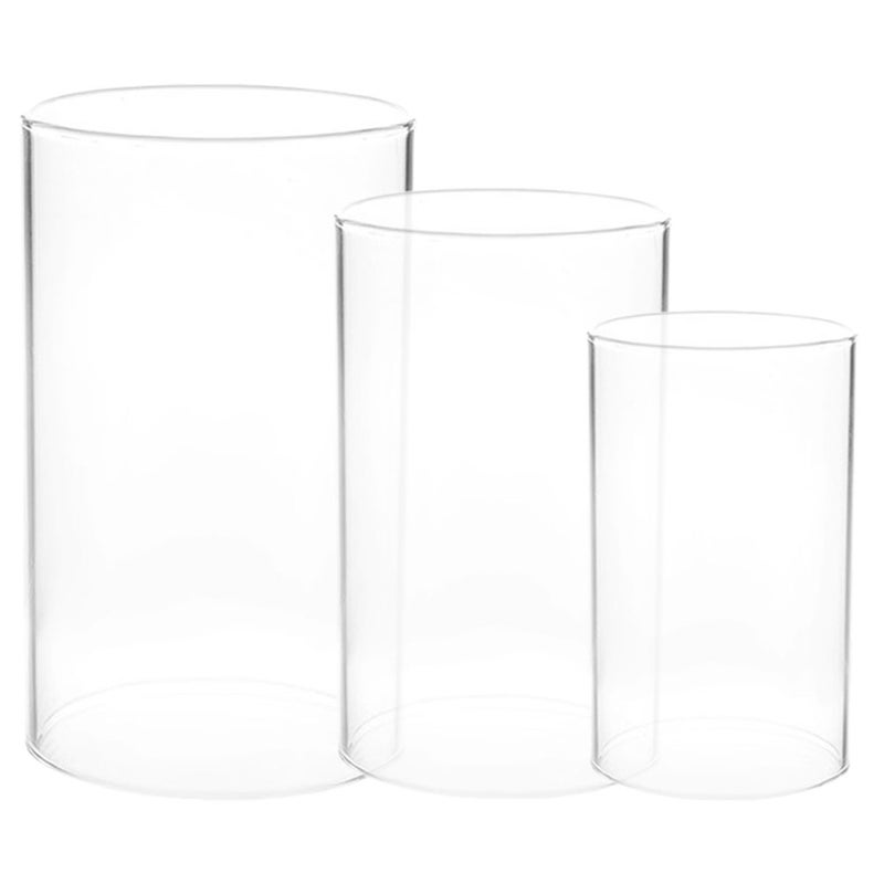 3pcs Transparent Glass Protector Candle Tea Light Cover Candle Chimney Tube Cover - Image 5