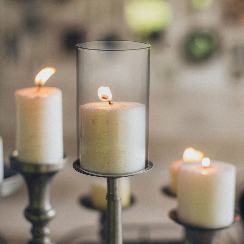 3pcs Transparent Glass Protector Candle Tea Light Cover Candle Chimney Tube Cover - Image 4