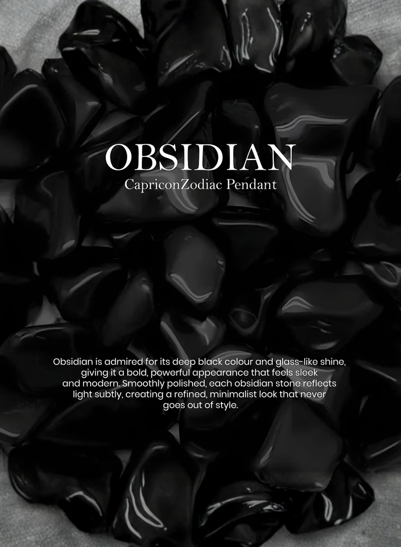 British Fossils سوار الأبراج برج الجدي بالأوبسيديان