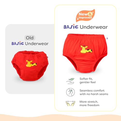 superbottoms Basic™ Brief | Unisex, 100% Pure Cotton Innerwear | Breathable & Soft Underwear | Baby Briefs for 6-8Y | Wonder Wild | Pack of 5 - Image 4
