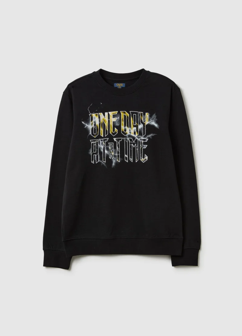 او في اس Round Neck Sweatshirt With Print