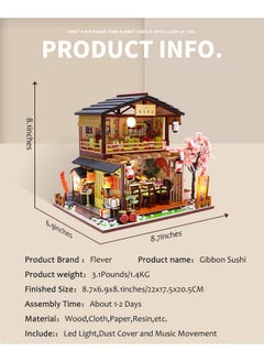 Flever Flever Dollhouse Miniature DIY House Kit Creative Room with Furniture for Romantic Valentine's Gift (Gibon Sushi)  - Image 2