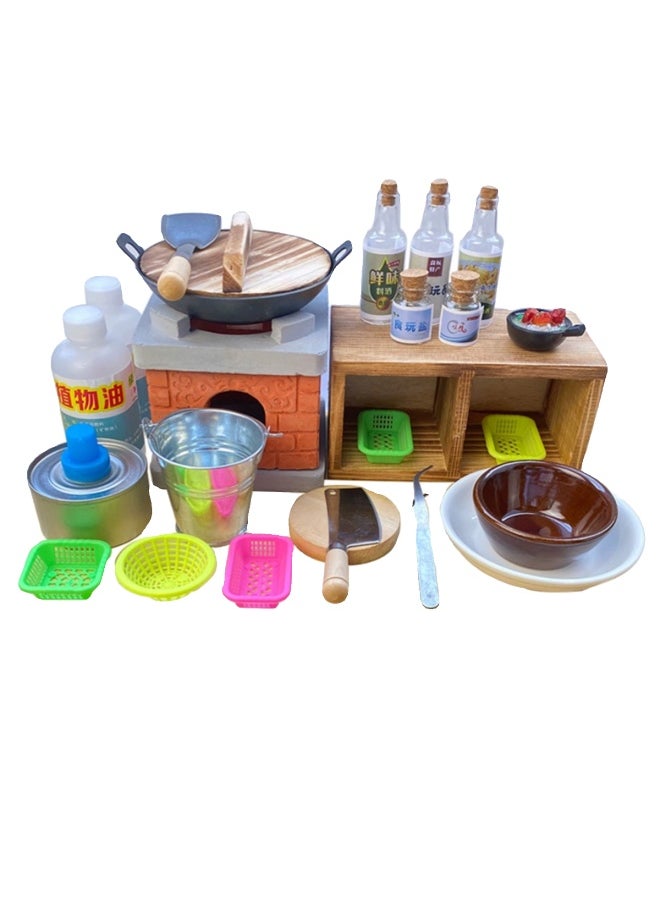 Mini Kitchenette Real Cooking Suit Net Red Children Play House Real Cooking Full Set Of Kitchenware Real Version Can Eat And Play-Color:Upgraded Large Pot And Stove [package 1❤30-piece Set] 4-piece Protective Set✓♡♡