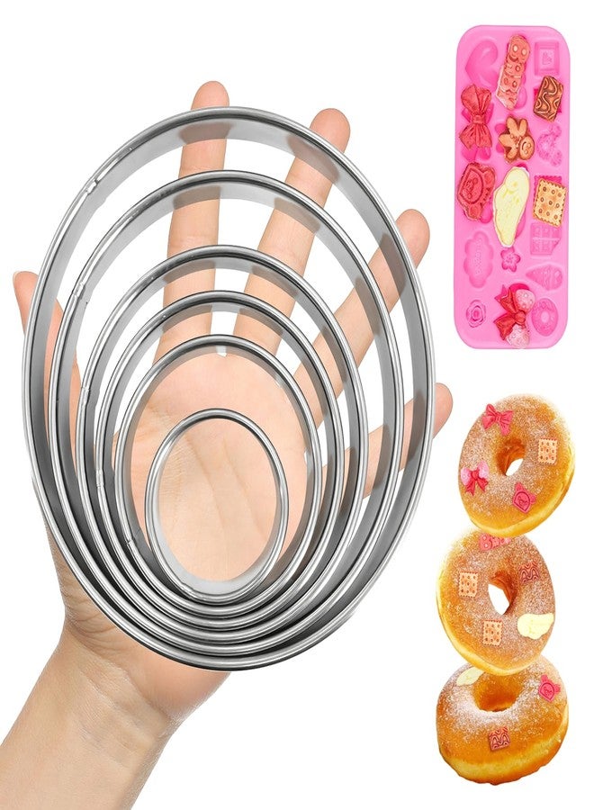 EQUNROY 6 PCS Circle Cookie Cutter Set Donut Cutter Large Stainless Steel Round Cutters (2, 3, 3.5, 4, 5, 6 Inch) & Decorative Cookie Mold for Baking, Donuts, Biscuits, Sandwiches | Durable Easy to Clean - Image 1