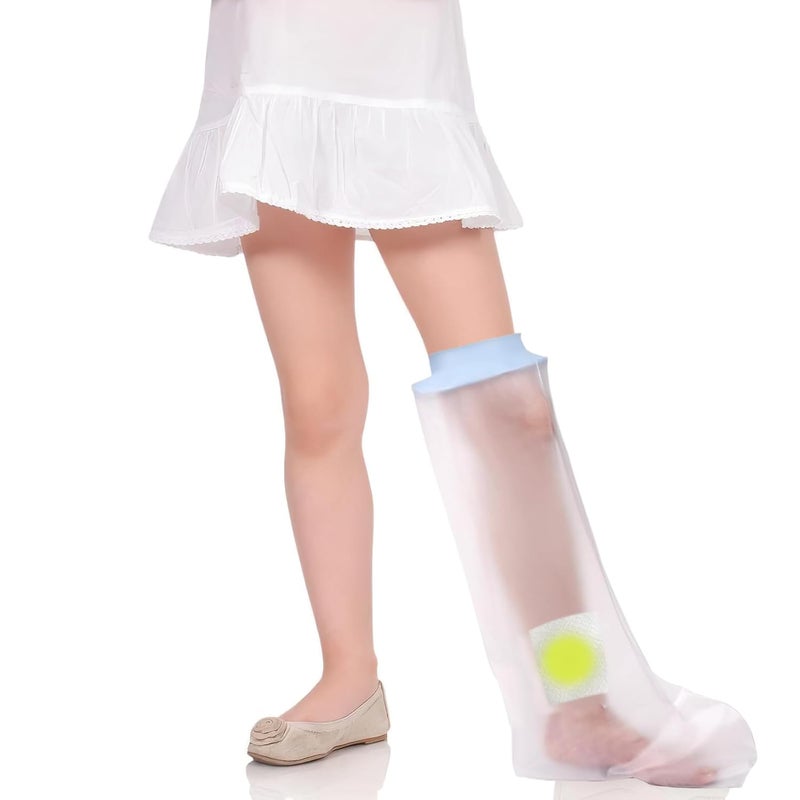 Divvsck Waterproof Cast Cover Long Leg Child for Shower Bath,Wound Barrier Bandage Protector,Watertight Cast Bag for Kids Foot - Image 1