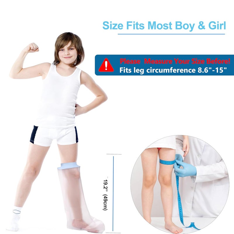 Divvsck Waterproof Cast Cover Long Leg Child for Shower Bath,Wound Barrier Bandage Protector,Watertight Cast Bag for Kids Foot - Image 3