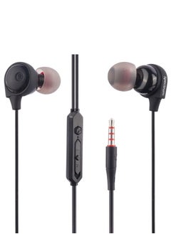 Wired Stereo Earphone Handsfree In-Ear 3.5mm Jack headset earbuds- Black