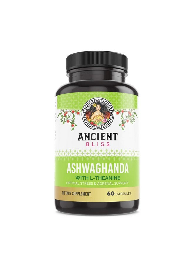 Ancient Bliss Ashwagandha with L-Theanine & Black Pepper Extract Capsules, Energy & Natural Mood Support Supplement, Focus Supplement for Adults