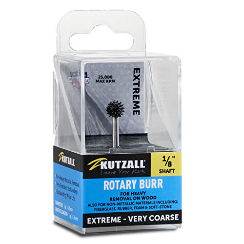 Kutzall Extreme Sphere Rotary Burr, 1⁄8" Shaft, Very Coarse - Wood Carving Bit for Dremel, Foredom, DeWalt, Milwaukee Tools. Abrasive Tungsten Carbide, 1⁄4" (6.3mm) Head Diameter, SX-14-EC - Image 1