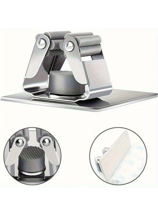 Silvery Stainless Steel Mop Broom Holder Wall Mounted Storage Rack With Hooks - Image 3