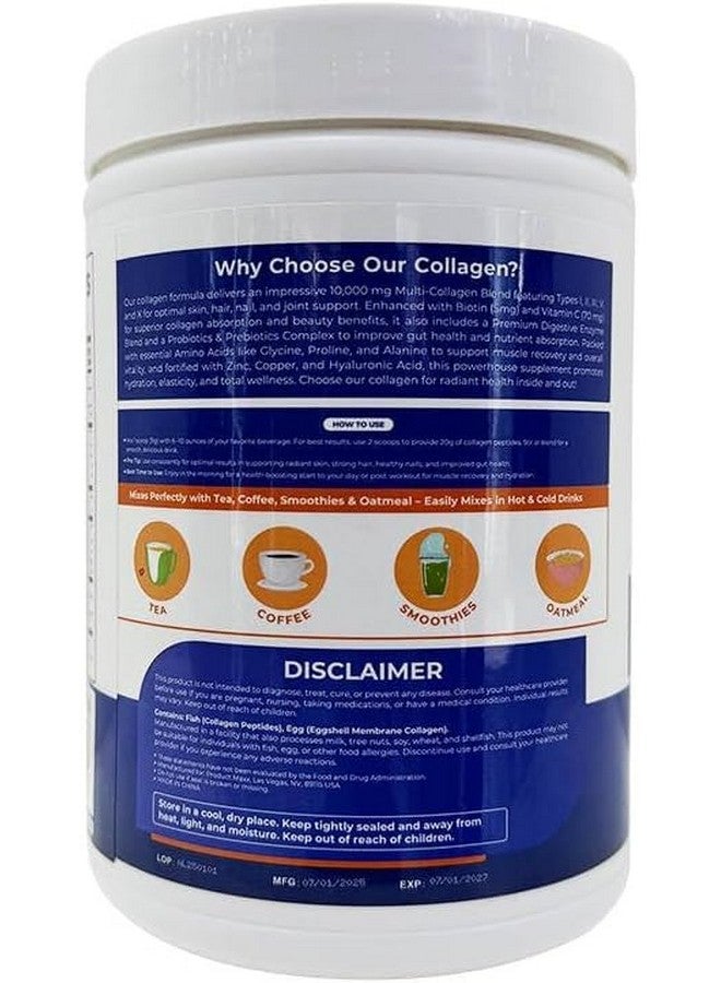 Multi-Collagen Peptides Powder | Hydrolyzed Types I, II, III, V & X | With Biotin, Hyaluronic Acid, Vitamin C | Supports Skin, Hair, Nails, Joints & Digestion | Unflavored, Sugar-Free | 1.1LB (500g) - Image 2