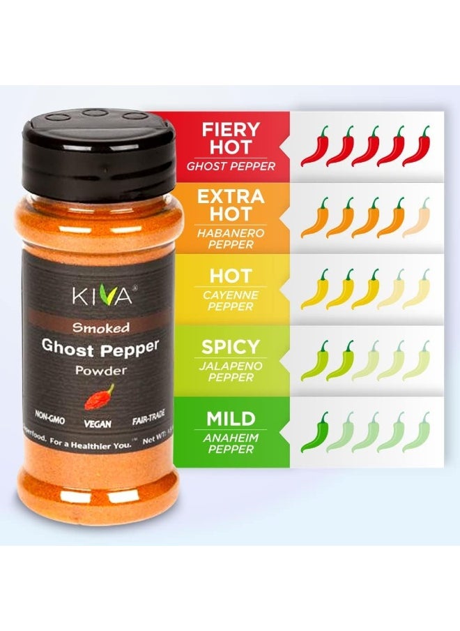 Kiva Kiva Gourmet Smoked Ghost Pepper Powder (Bhut Jolokia) – Non-GMO, Vegan, Fair Trade – Extra Hot Chili Spice – 1.5 oz Jar  - Image 3