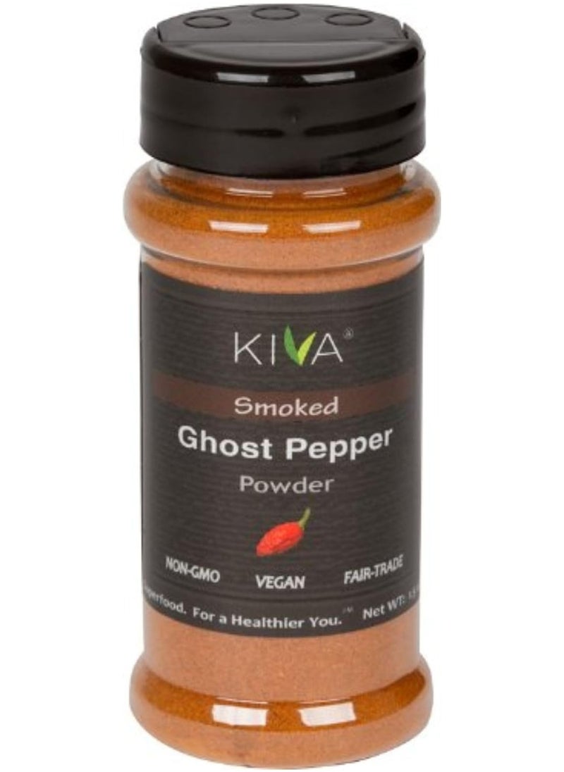 Kiva Kiva Gourmet Smoked Ghost Pepper Powder (Bhut Jolokia) – Non-GMO, Vegan, Fair Trade – Extra Hot Chili Spice – 1.5 oz Jar  - Image 1