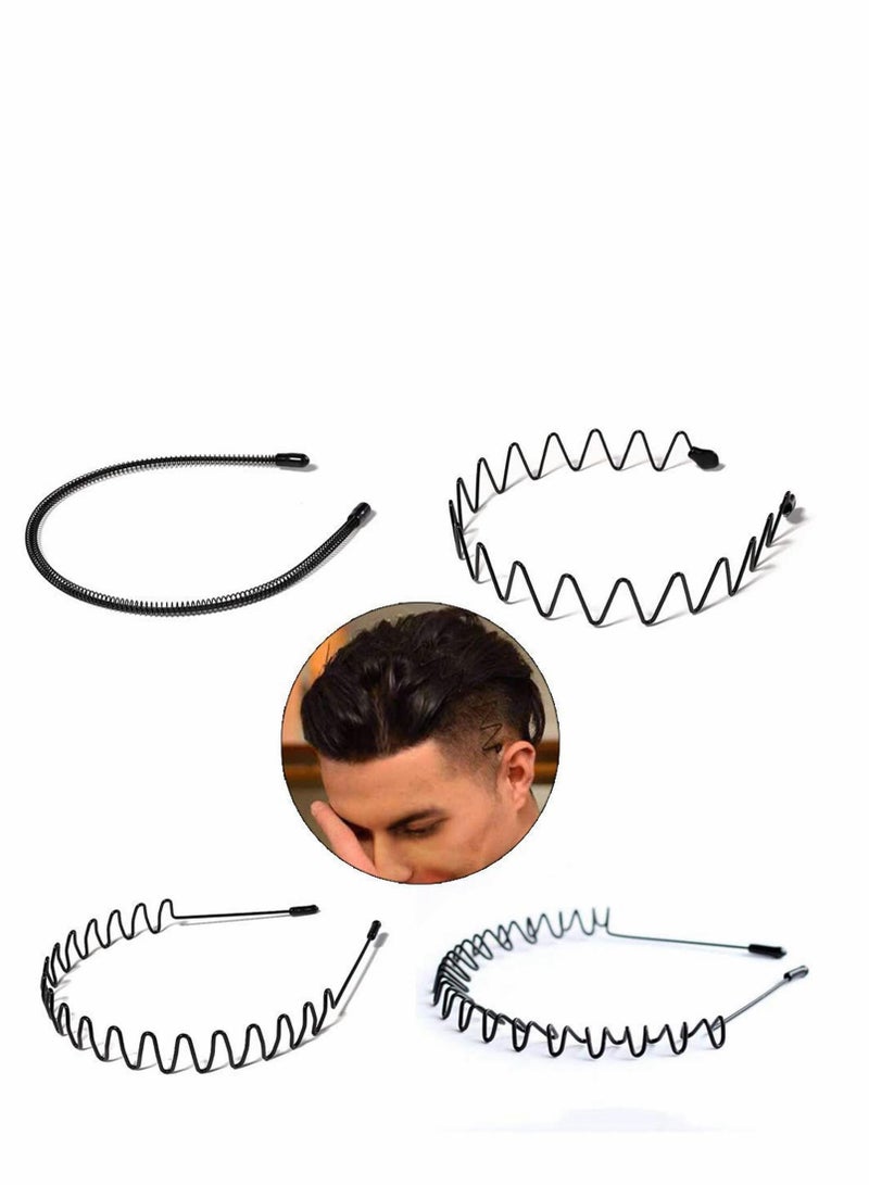 KASTWAVE Headbands, Metal Spring Wavy Hair Hoop, Ordinary Headwear Hair band Women And Men, Unisex Black Wave Elastic Adjustable Non Slip Outdoor Workout Yoga Hairband Head Accessory - Image 3