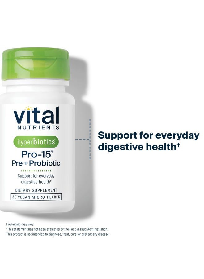 Hyperbiotics Vital Nutrients Pro-15 Prebiotics and Probiotics for Women and Men | 15 Science Backed Strains | Supports Occasional Constipation, Diarrhea, Gas & Bloating | 30 Vegan Time Release Pearls - Image 4