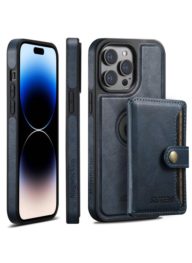 Suteni Case For iPhone 14 Pro Max M1 Oil Wax MagSafe Detachable Horizontal Card Bag Phone Case - Image 1