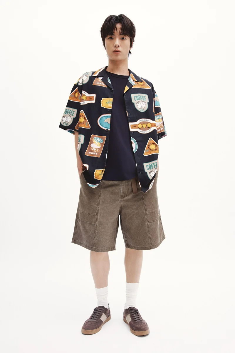 H&M  Loose Fit Belted cotton utility shorts for Men | Best Price UAE