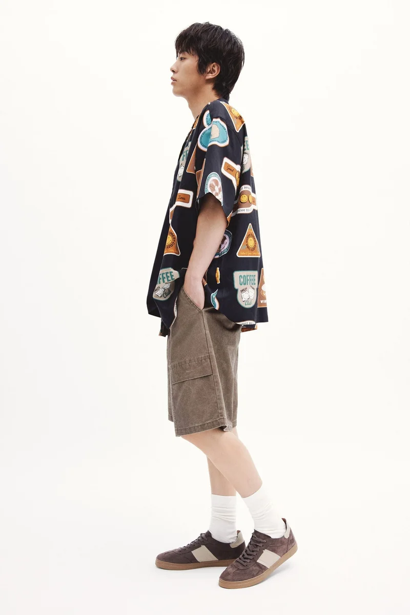 H&M  Loose Fit Belted cotton utility shorts for Men | Best Price UAE