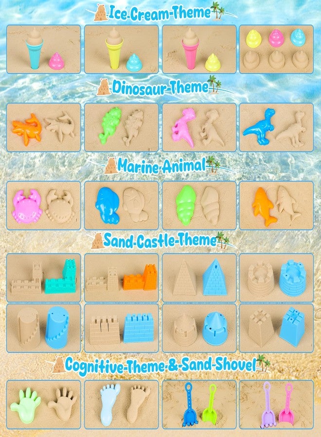 REZUCREY Beach Toys for Kids Toddlers, Sand Castle Toys with 4 Sand Bucket and Shovels, Mesh Bag & Molds, Ice Cream Travel Sandbox for Beach Sandbox for Toddlers Kids Baby Boys Girls Age 3-10 - Image 5
