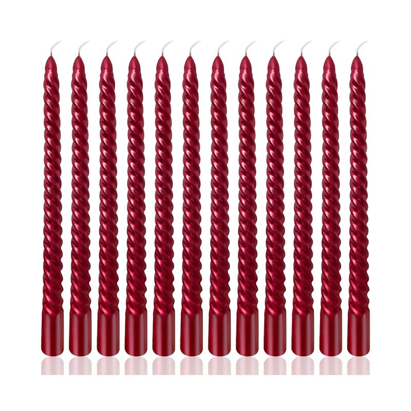 12 شمعة مدببة بطول 10 بوصات، شموع غير معطرة وخالية من الدخان للاستخدام المنزلي، وحفلات الزفاف، وأعياد الميلاد، وديكور المنزل (أحمر) - Image 1