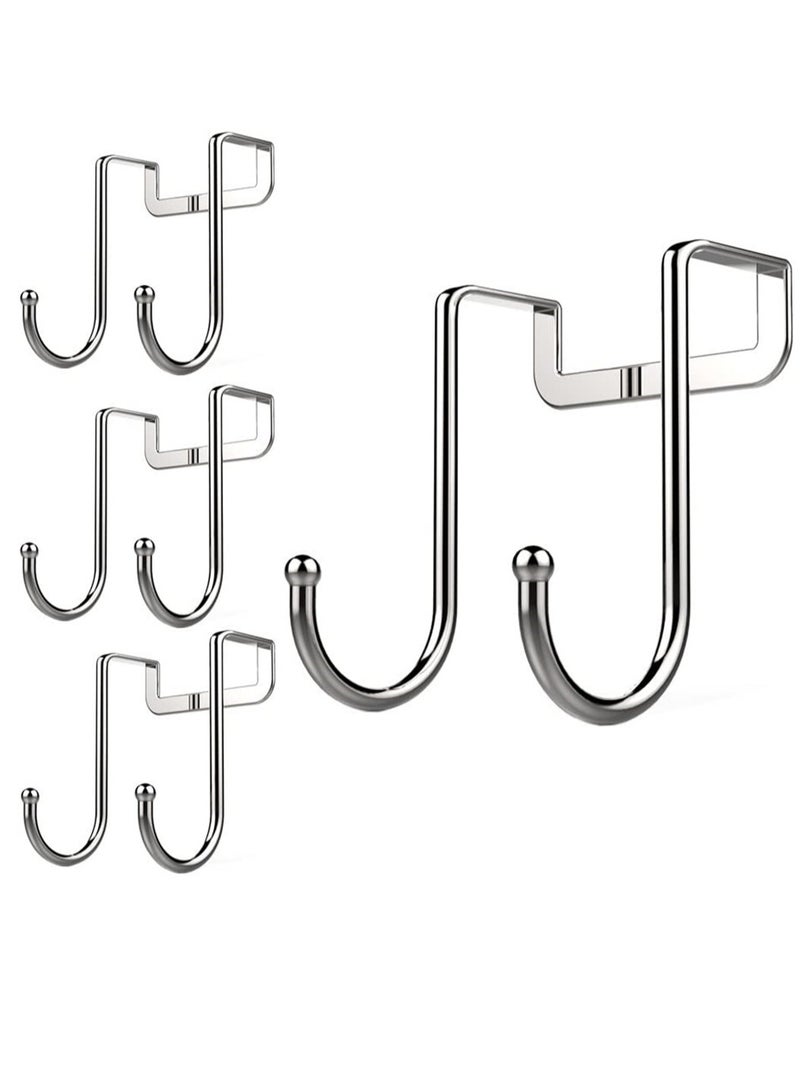 SYOSI Over Cabinet Drawer Double Hooks 4 Pack304 Stainless Steel Multiple Use Narrow Door Hook for Kitchen Bathroom Drawer Cabinet Door to Hang Bags Towels Coat  - Image 1